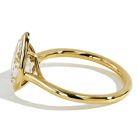 2CT Bezel Set Pear Shaped Moissanite Solitaire Engagement Ring - Picture 2 of 3